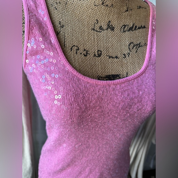 Express Pink Sequin Tank Top Size Medium - Picture 2 of 7